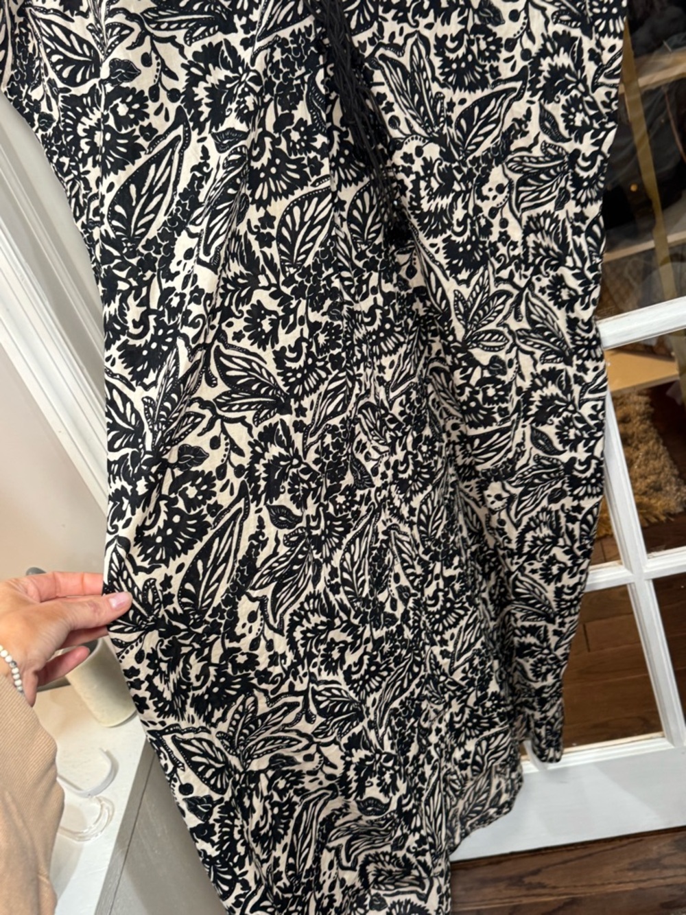 🤍▪️ Zara black/cream oversized, printed tunic dress with macramé and beading ▪️🤍 - Picture 6 of 8